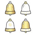 Set of Christmas, New Year`s signs, accessories. Vector cartoon illustration of four isolated bells.